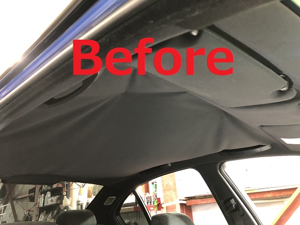 ｂｍｗ３シリーズ E46 ルーフの剥がれ 天井落ち 天井張り替え 修理 千葉市 車内装修理 補修千葉ベイファクトリー